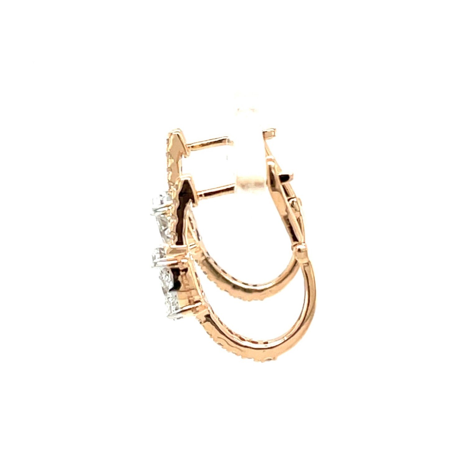 Radiant Oval Diamond Hoop Earrings in Rose Gold